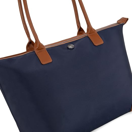 Nylon Tote Bag for Women Large Shoulder Bag with Zipper Lightweight Foldable Work
