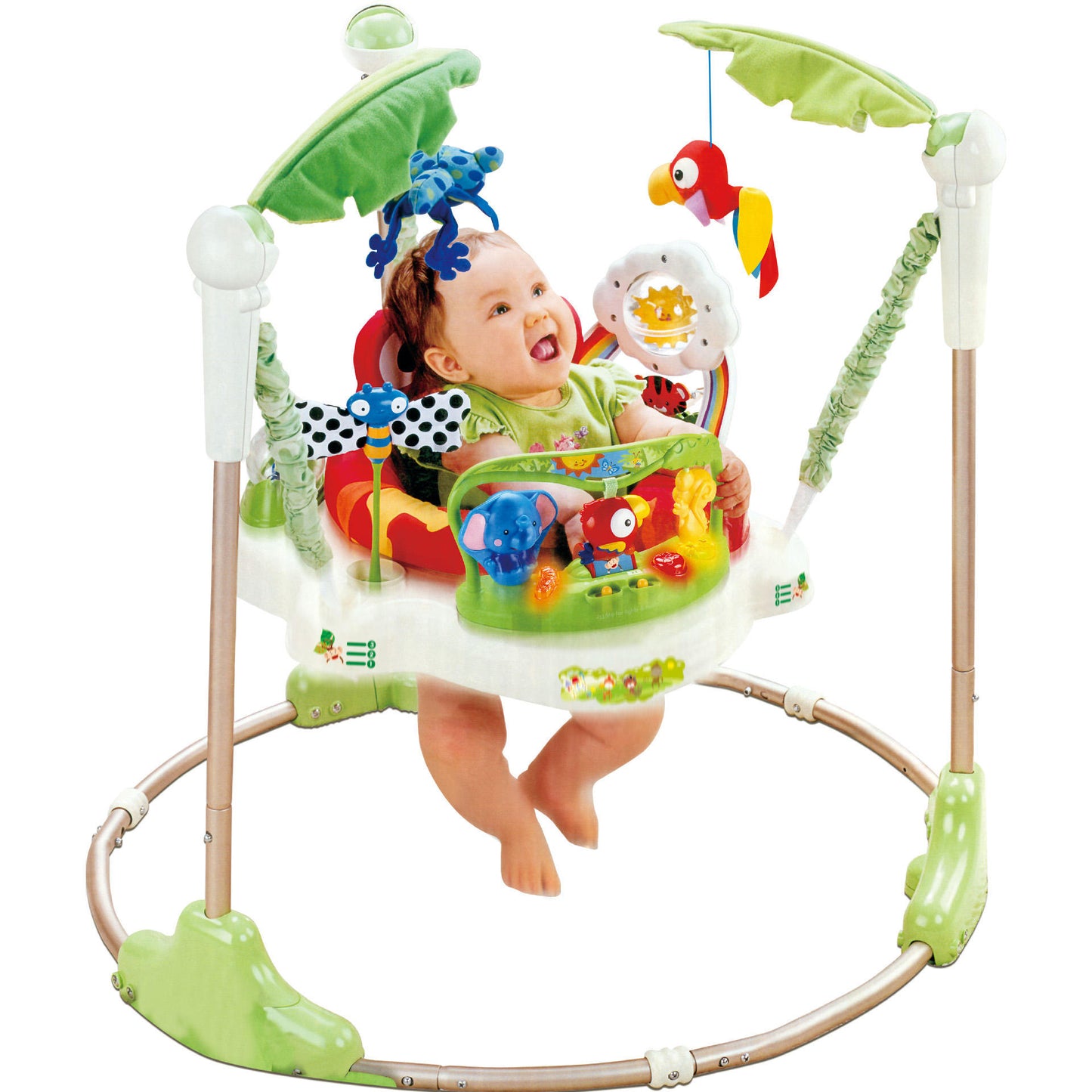 Walker and Jumper with Light and Music Jumperoo Baby Learning Jump Walker for Baby Under Age 2, Multicolor