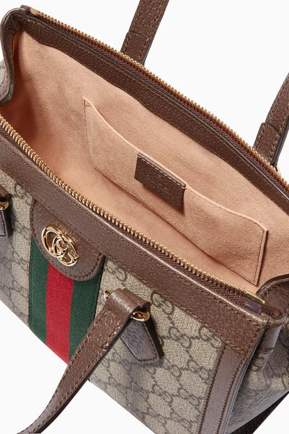 Beige & Ebony Small Ophidia Tote Bag