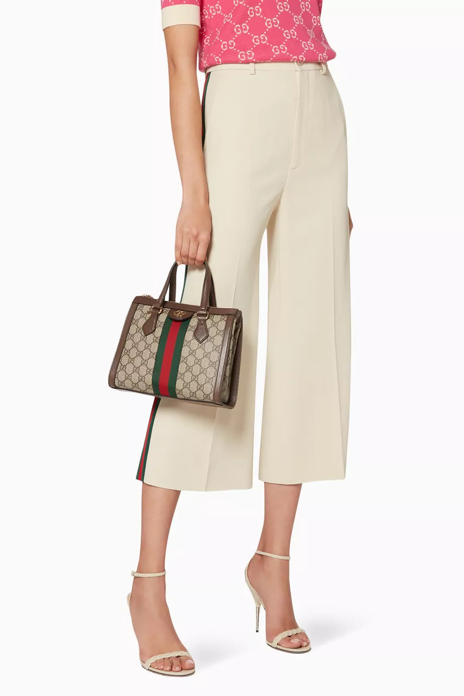 Beige & Ebony Small Ophidia Tote Bag