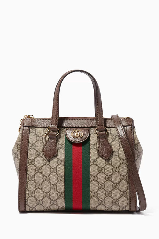 Beige & Ebony Small Ophidia Tote Bag