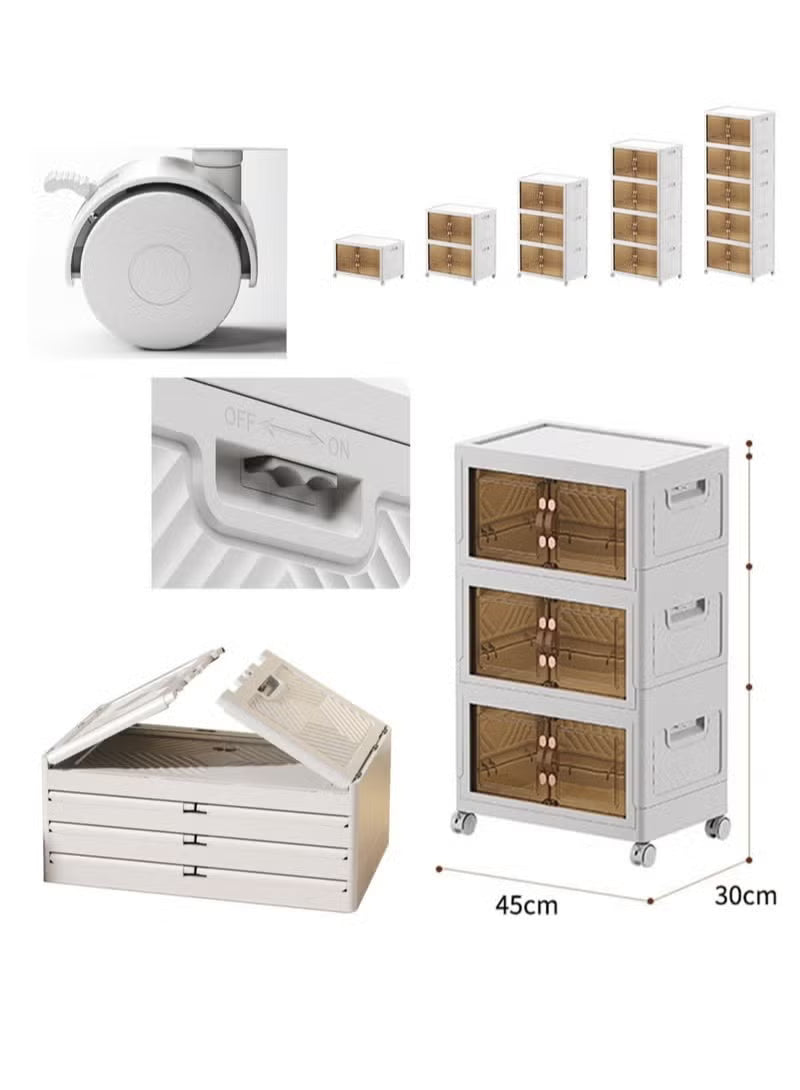3-Tier Kitchen Storage Cabinet, Drawer Organizers, Foldable