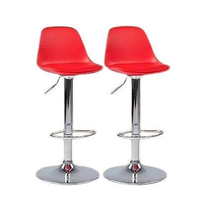 Curvy Bar Stool/Bar Stool Chair for Kitchen/Bar Chairs for Home/Kitchen Chair/Revolving Chair/Sitting Stool for Living Room/Height Adjustable Chair/Breakfast Counter Chair- Red (Set of 2)