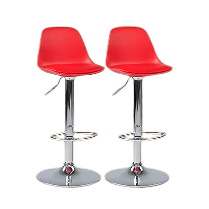 Curvy Bar Stool/Bar Stool Chair for Kitchen/Bar Chairs for Home/Kitchen Chair/Revolving Chair/Sitting Stool for Living Room/Height Adjustable Chair/Breakfast Counter Chair- Red (Set of 2)