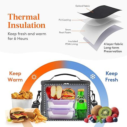 Insulated Lunch Bag for Men, Thermal Lunch Box for Women Cool Bag, Reusable