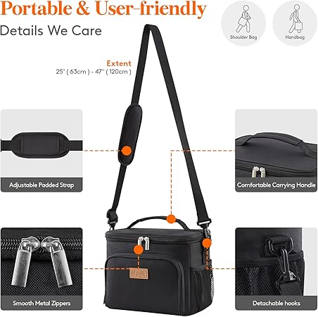 Insulated Lunch Bag for Men, Thermal Lunch Box for Women Cool Bag, Reusable