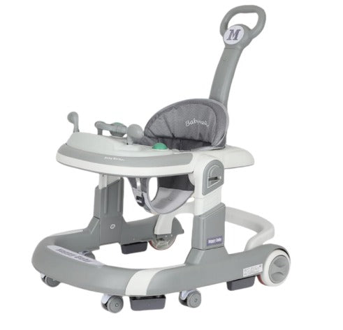 Foldable Baby Walkers with Wheels and Baby Activity Center Toys Tray with Music, 4-Gear Height Adjustable Infant Toddler Baby Walker