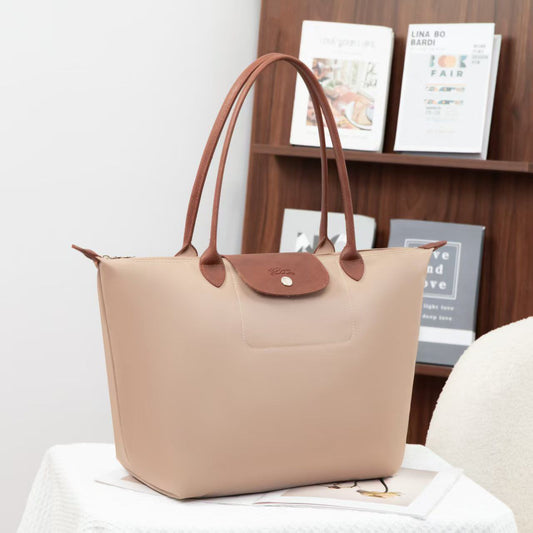 Nylon Tote Bag for Women Large Shoulder Bag with Zipper Lightweight Foldable Work