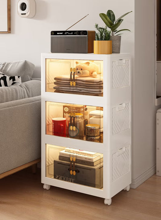 3-Tier Kitchen Storage Cabinet, Drawer Organizers, Foldable